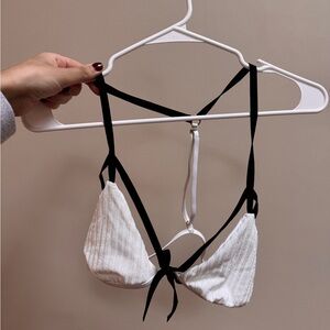 Planet Blue White and Black Bikini Top